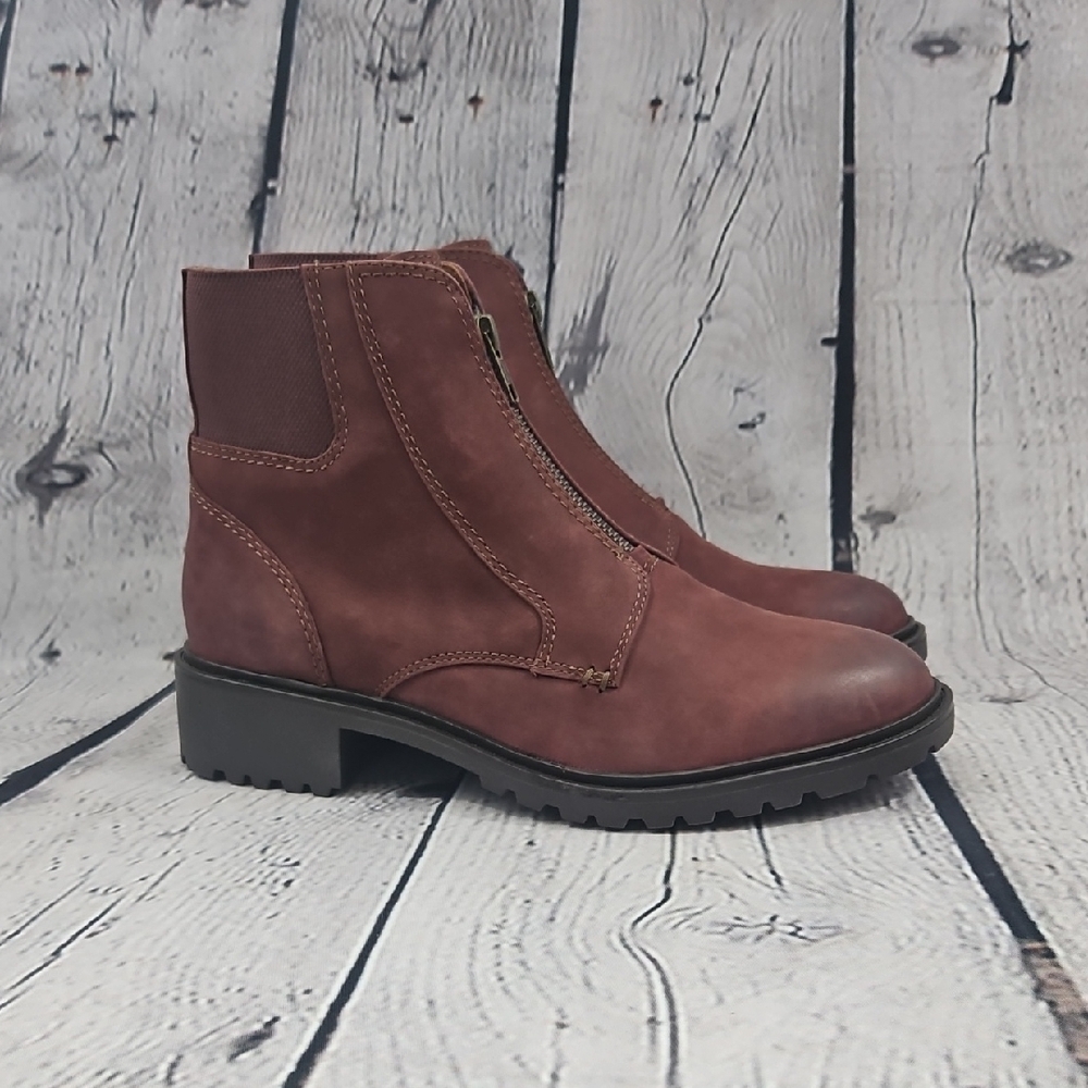 Cobb Hill Winter Center Zip NWOT Women's Redwood Leather Ankle Boots Size 8.5 M